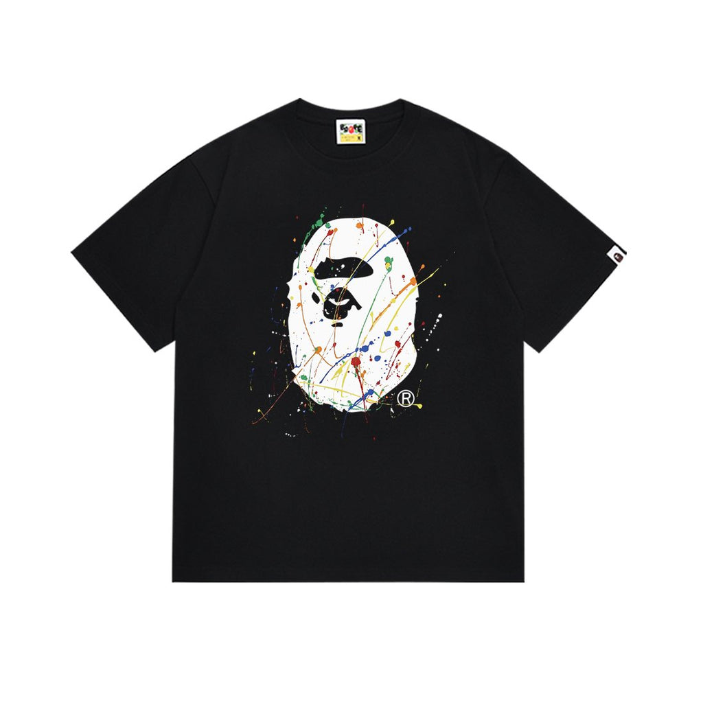 BAPE Paint-Splatter Ape Face Graphic T-Shirt — front