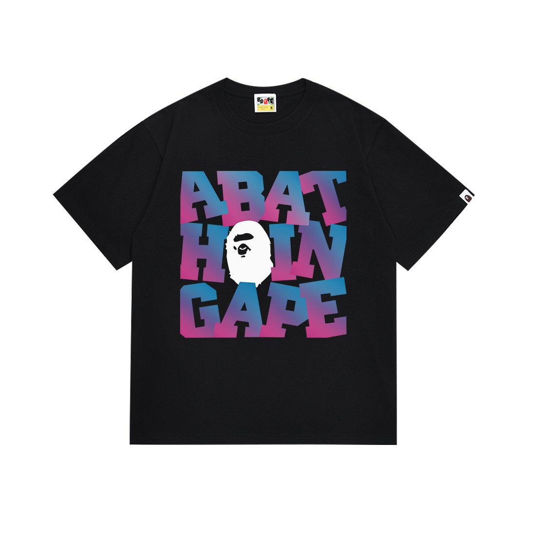 BAPE Stacked Typography Ape Head Graphic T-Shirt — front