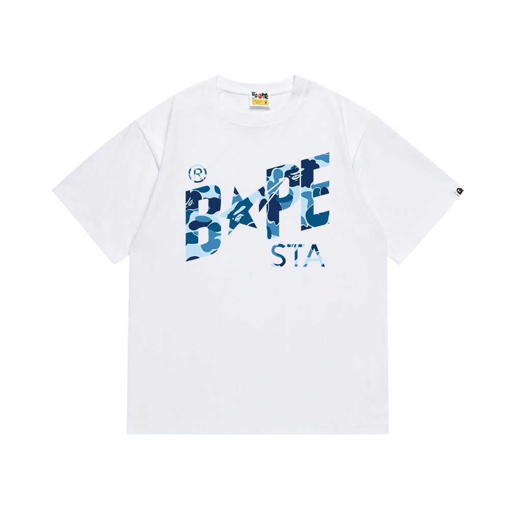 BAPE Blue Camo Star Graphic T-Shirt — front