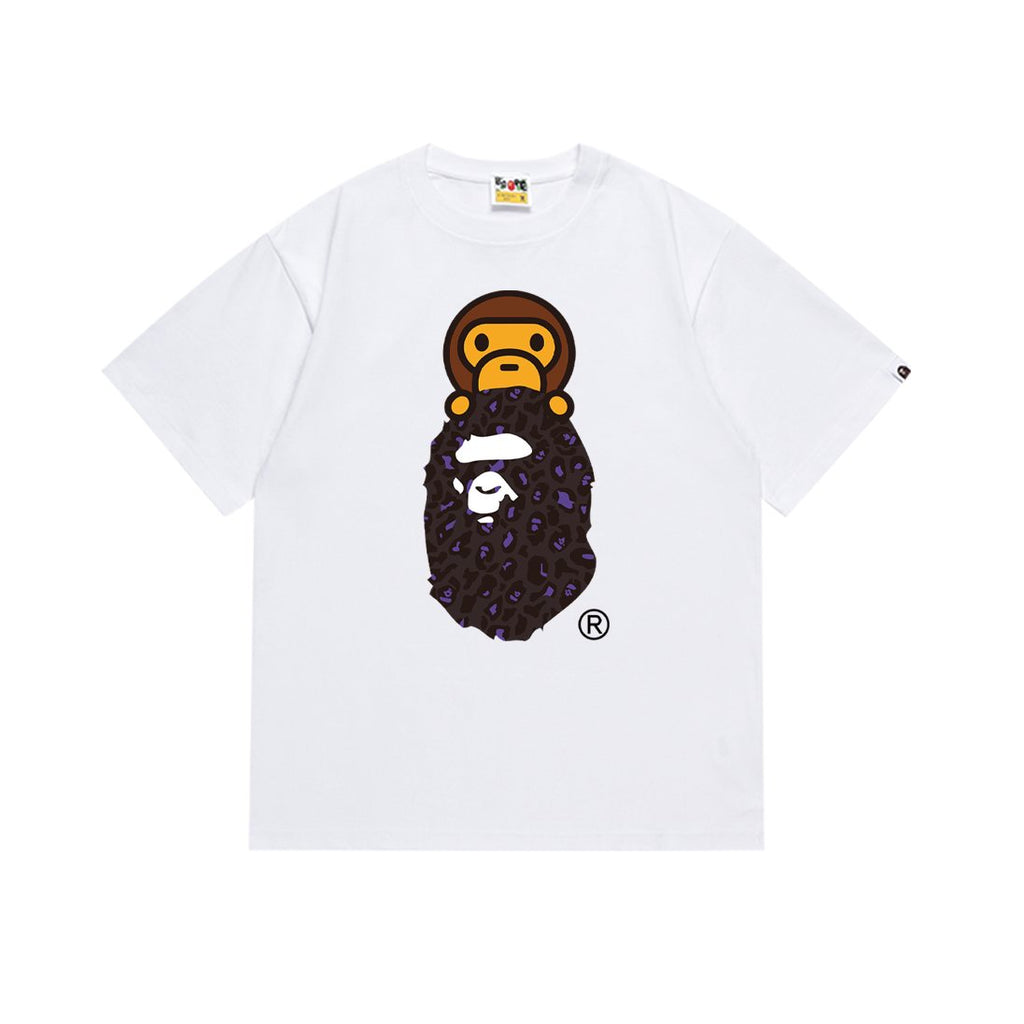 BAPE Purple Leopard Ape Graphic T-Shirt — front