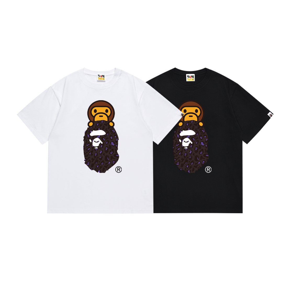 BAPE Purple Leopard Ape Graphic T-Shirt — comparison