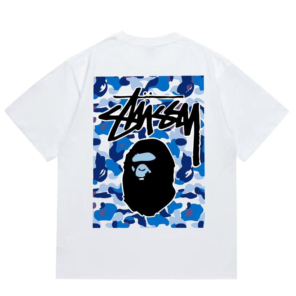 BAPE Blue Camo Black Ape Graphic T-Shirt — back