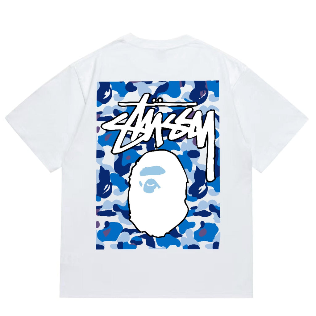 BAPE Blue Camo Ape Graphic T-Shirt — back