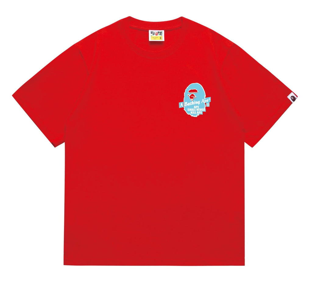 BAPE Blue Accent Camo Ape Circle Graphic T-Shirt — front