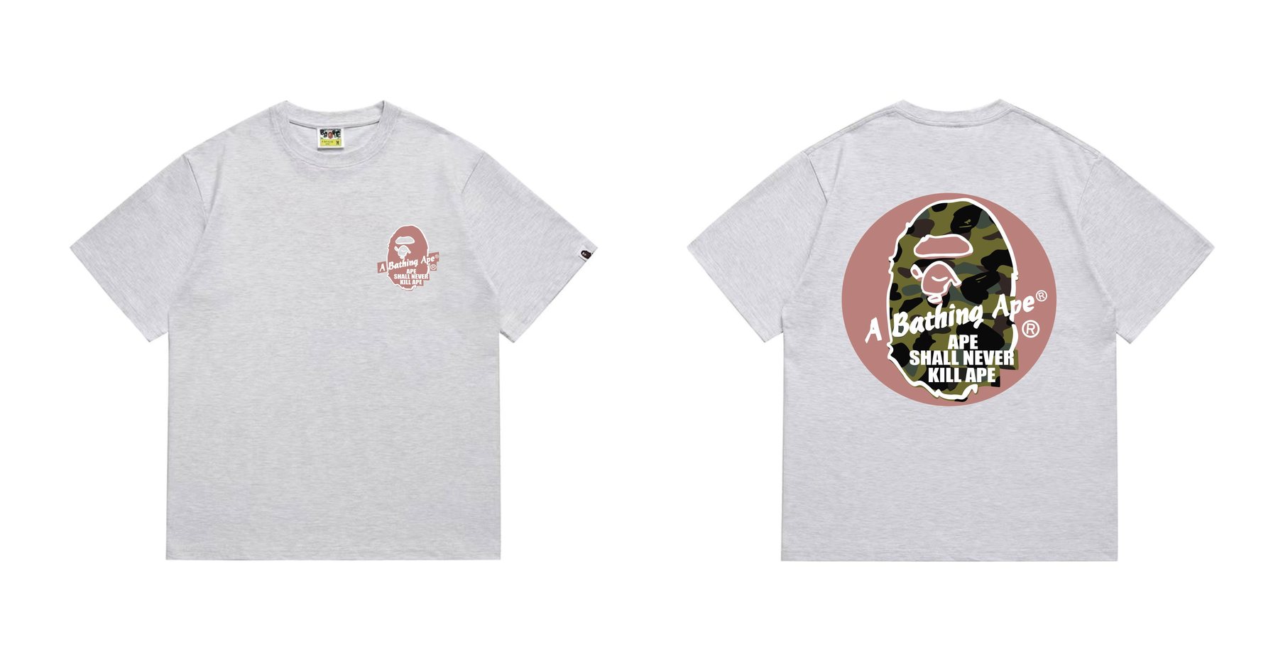 BAPE Pink Accent Ape Circle Graphic T-Shirt — front
