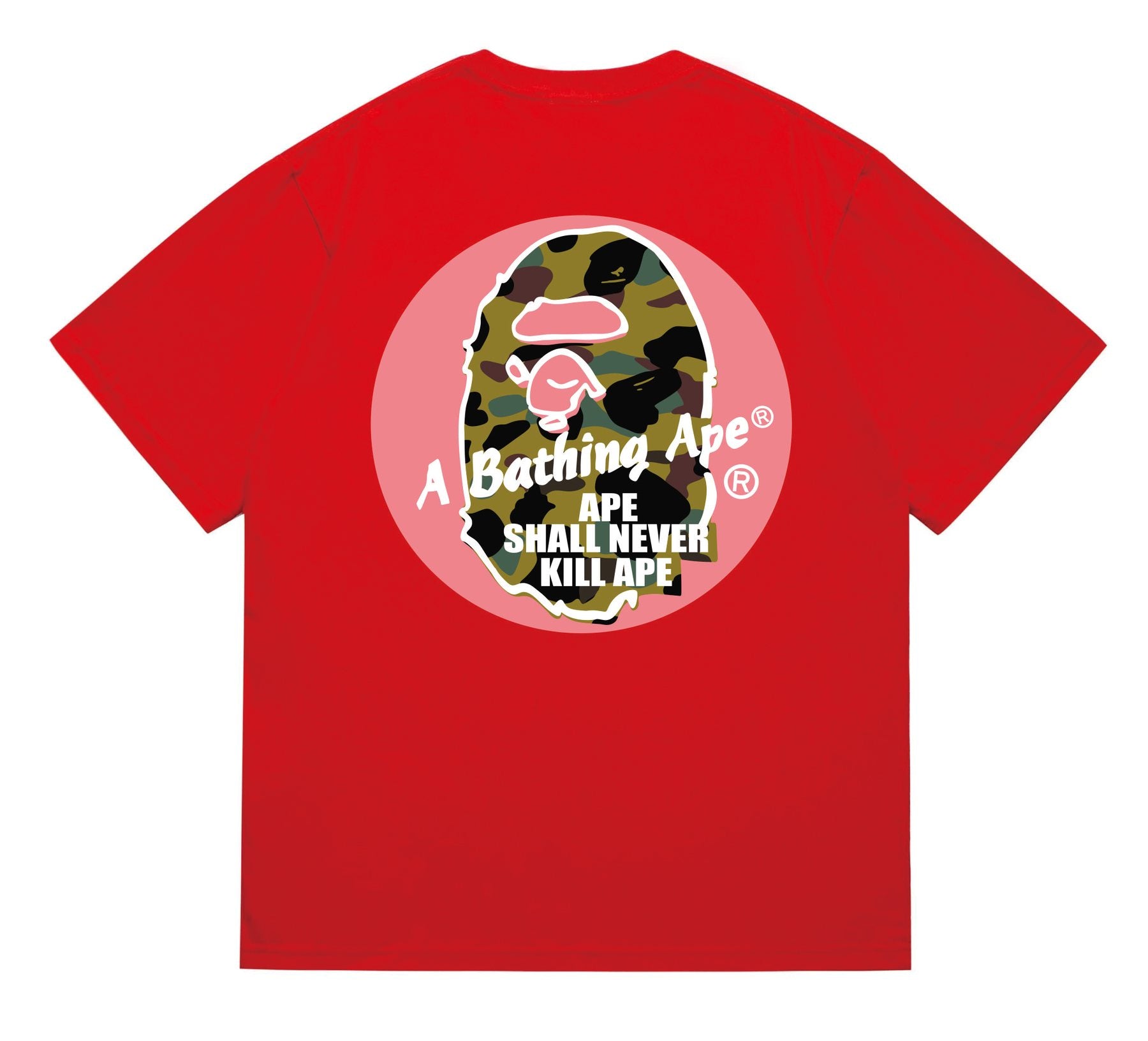 BAPE Pink Accent Ape Circle Graphic T-Shirt — back