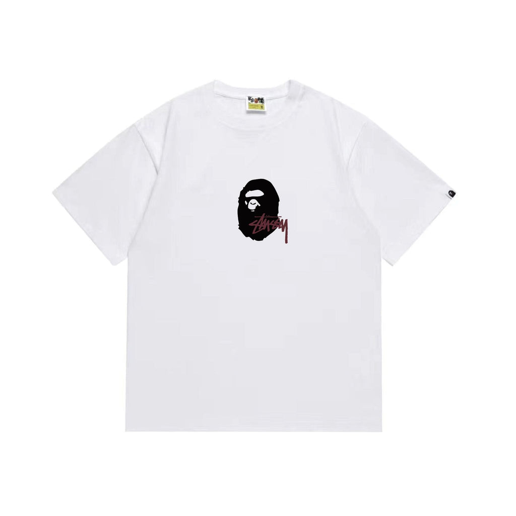 BAPE Burgundy Ape Wordmark Graphic T-Shirt — front
