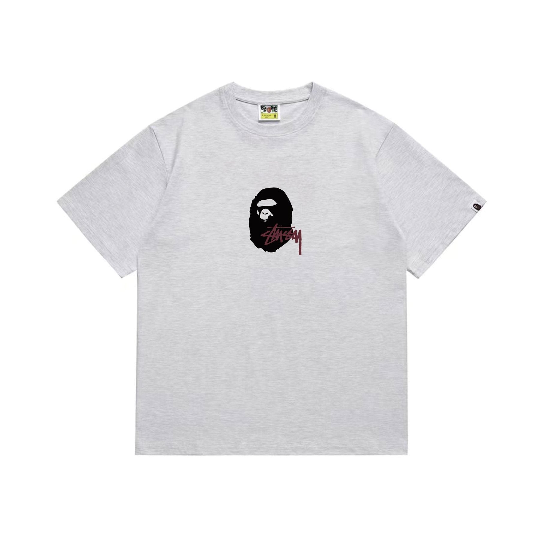 BAPE Burgundy Ape Wordmark Graphic T-Shirt — front
