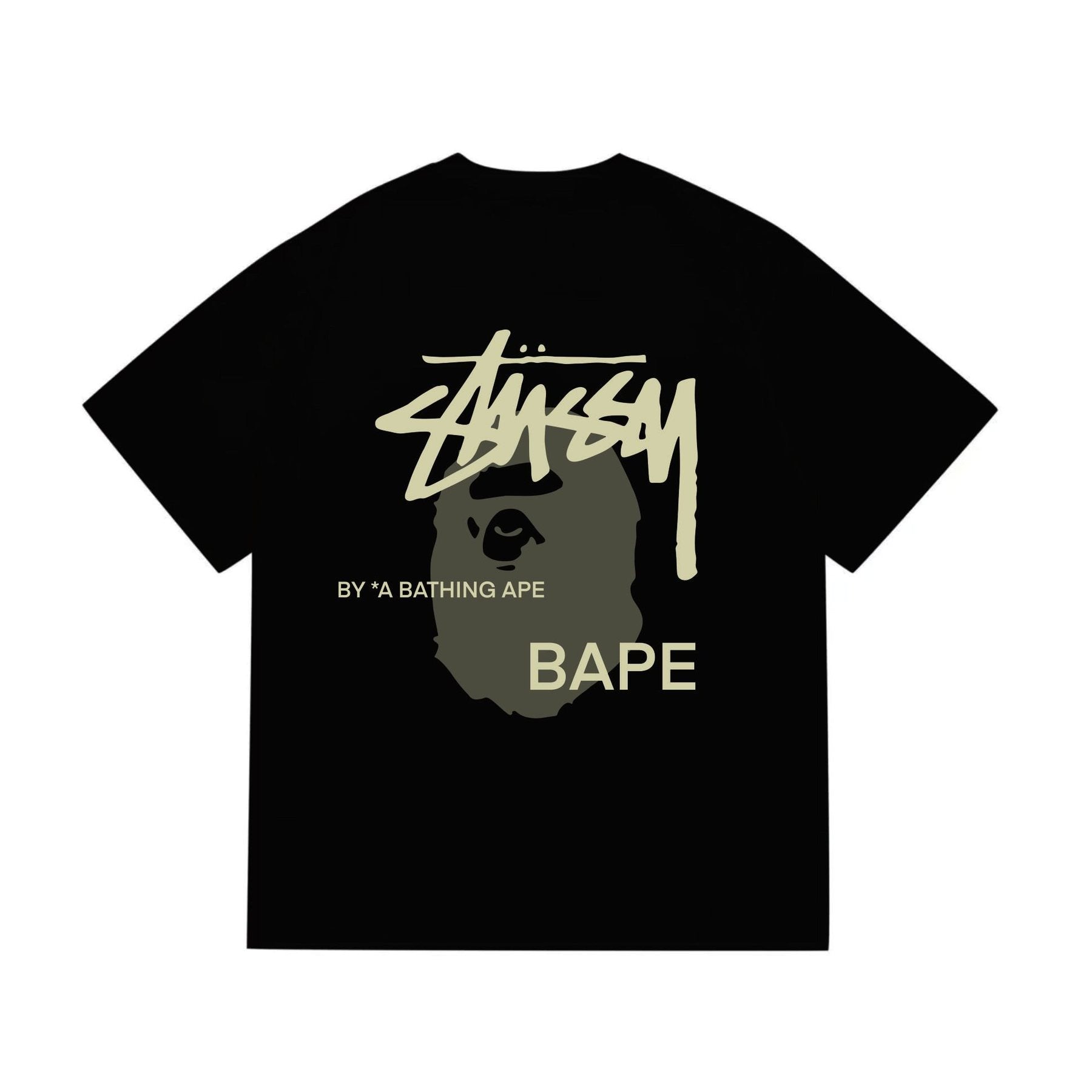 BAPE Olive & Gold Ape Wordmark Graphic T-Shirt — back