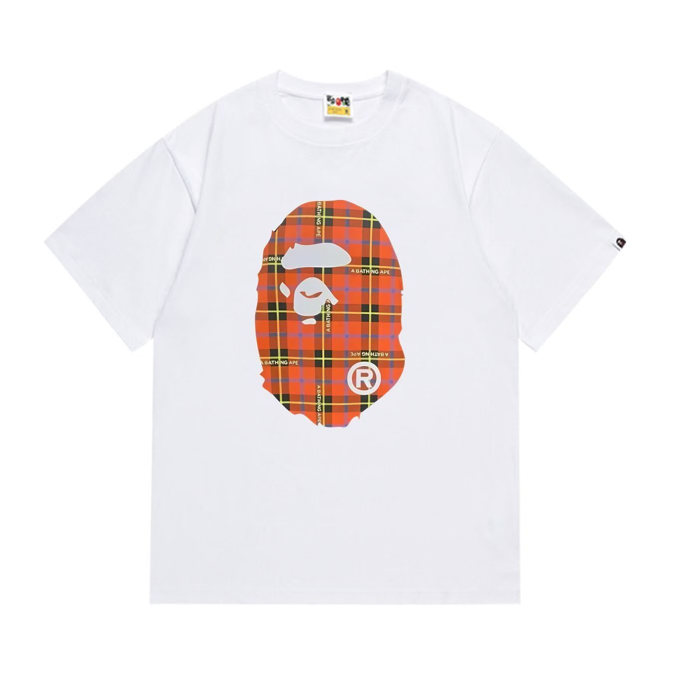 BAPE Plaid Ape-Head Graphic T-Shirt — front