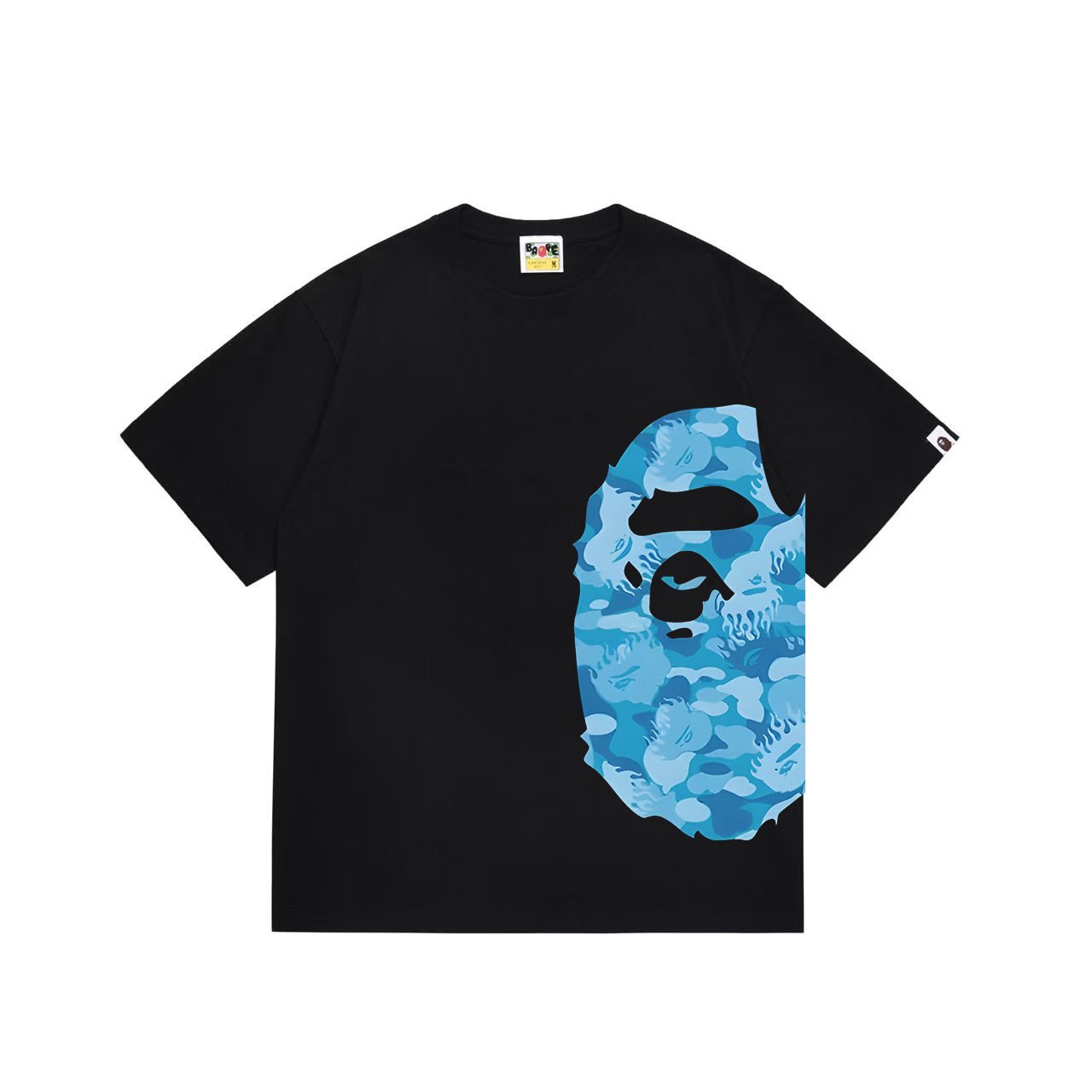 BAPE Blue Camo Ape-Head Side Graphic T-Shirt — front