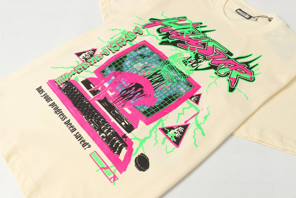 Hellstar Has Your Progress Been Saved? Graphic T-Shirt — detail