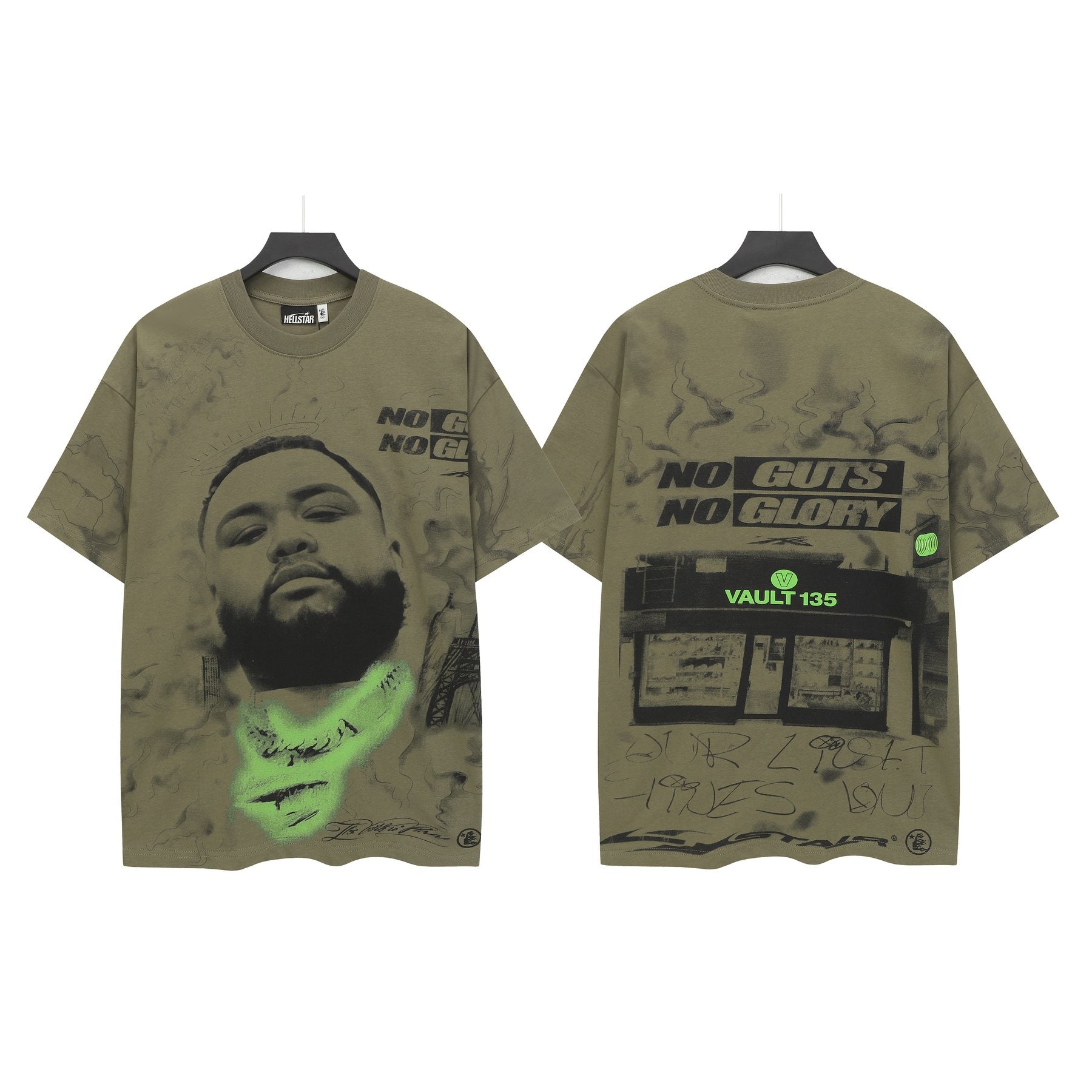 Hellstar No Guts No Glory Portrait Graphic T-Shirt — front