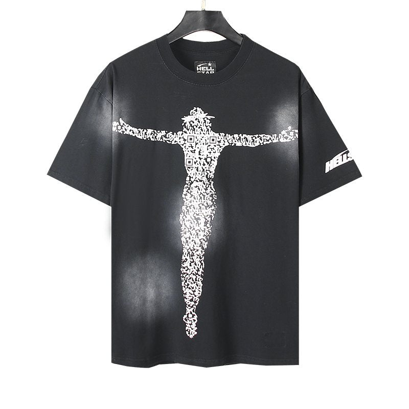 Hellstar Pink-and-White Distressed Graphic T-Shirt — hero