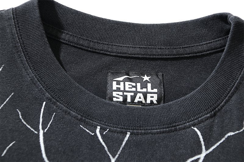 Hellstar Skull Face Lightning Graphic T-Shirt — neck_label