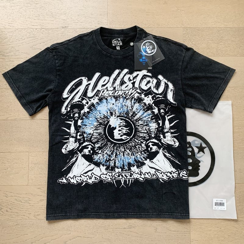 Hellstar The World Is Yours Washed Black Graphic T-Shirt — context
