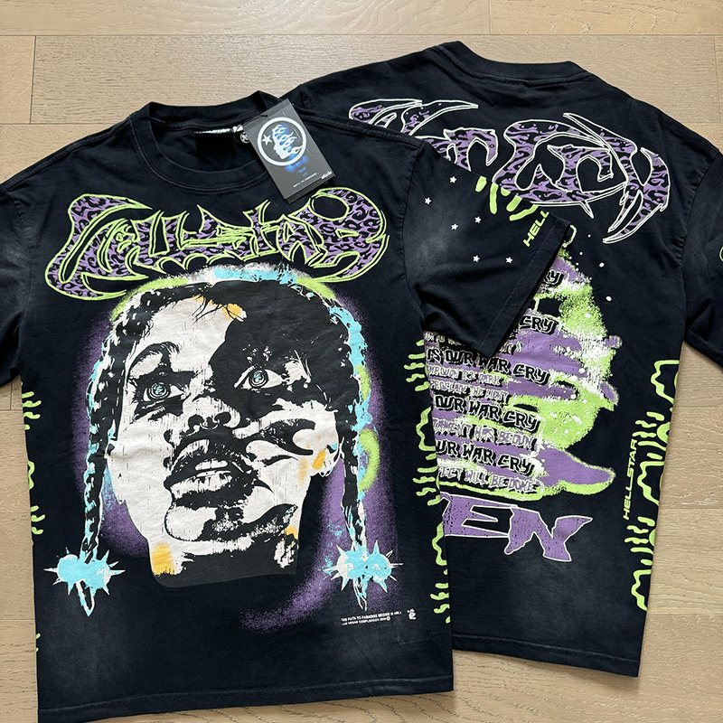 Hellstar Amen Portrait Graphic T-Shirt — hang_tag