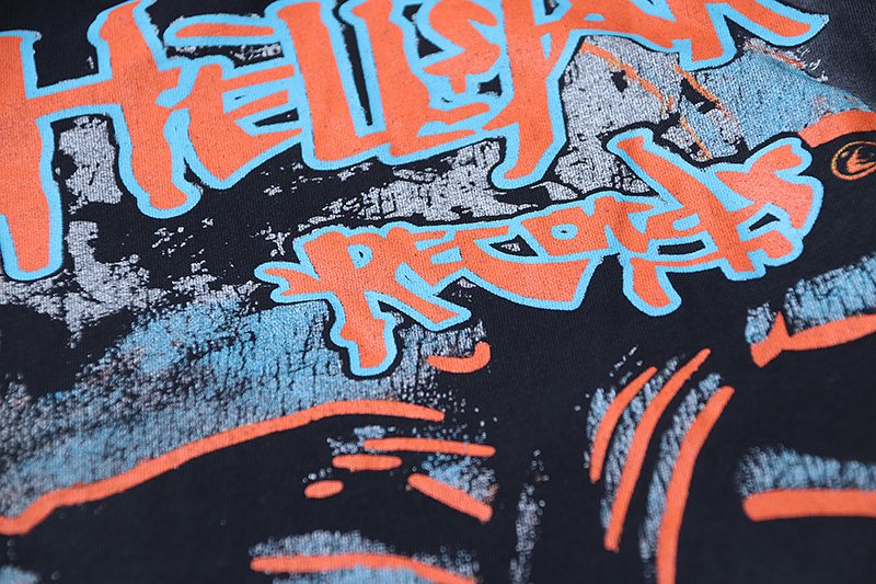 Hellstar Washed Black Rhinestone Graphic T-Shirt — detail