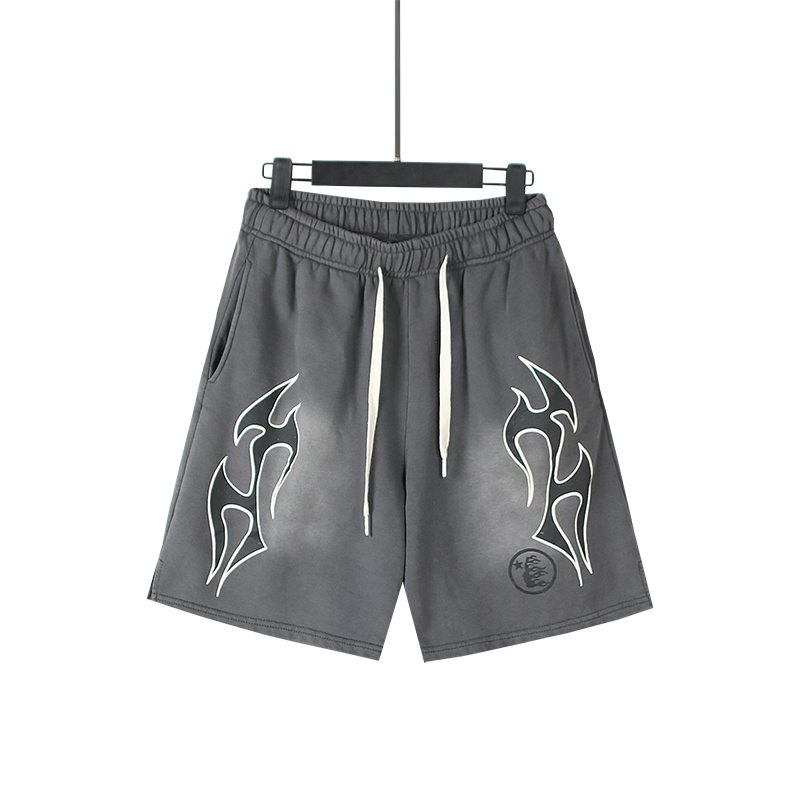 Hellstar Washed Flame Graphic Shorts — front