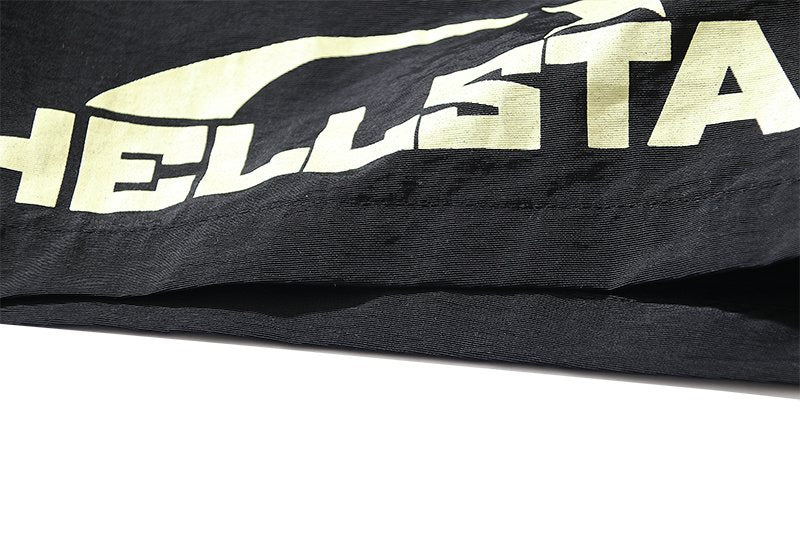 Hellstar Cream Graphic Black Shorts — detail