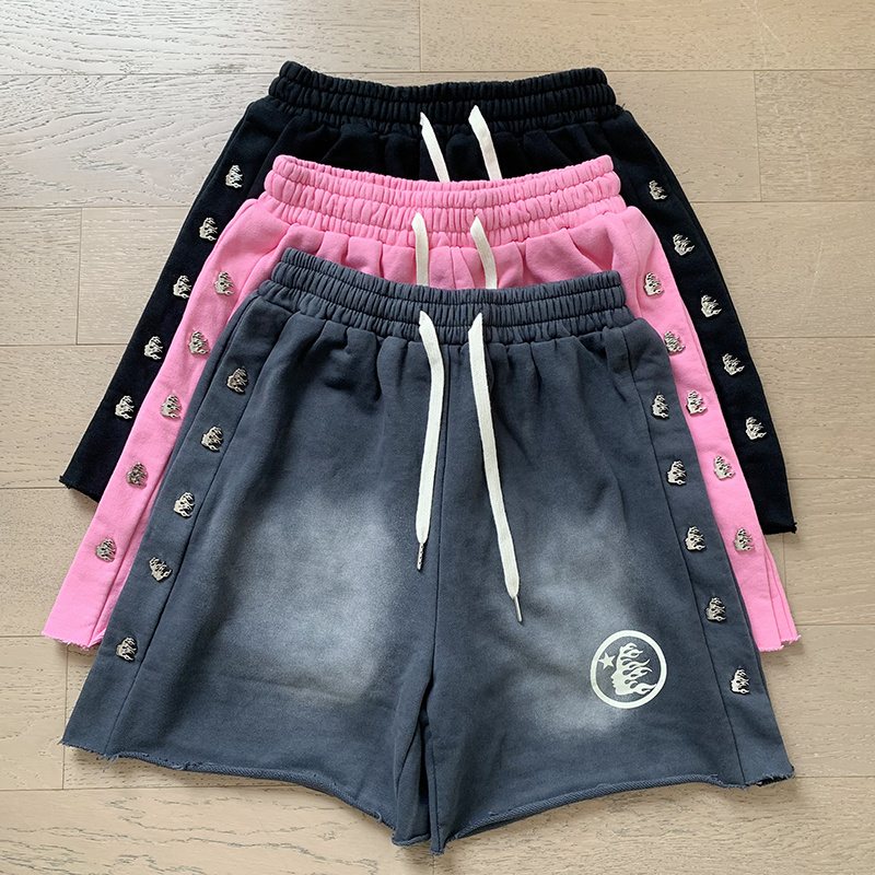 Hellstar Washed Flame Graphic Shorts — context
