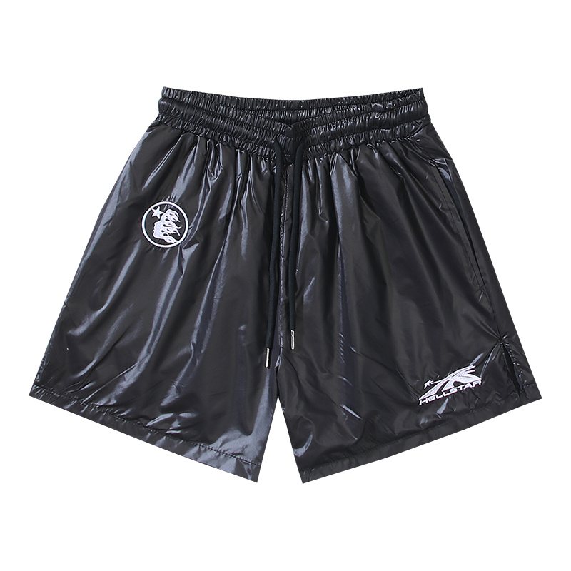 Hellstar Black Embroidered Graphic Shorts — hero