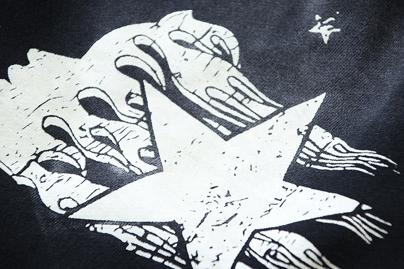 Hellstar Washed Black Graphic Sweat Shorts — detail