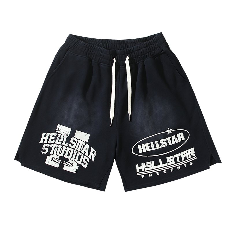 Hellstar Washed Black Graphic Sweat Shorts — hero