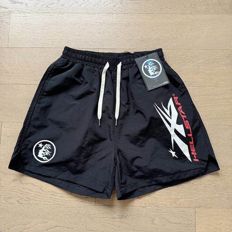 Hellstar Navy Graphic Drawstring Shorts — context