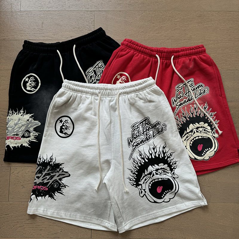 Hellstar Washed Worldwide Club Graphic Shorts — context