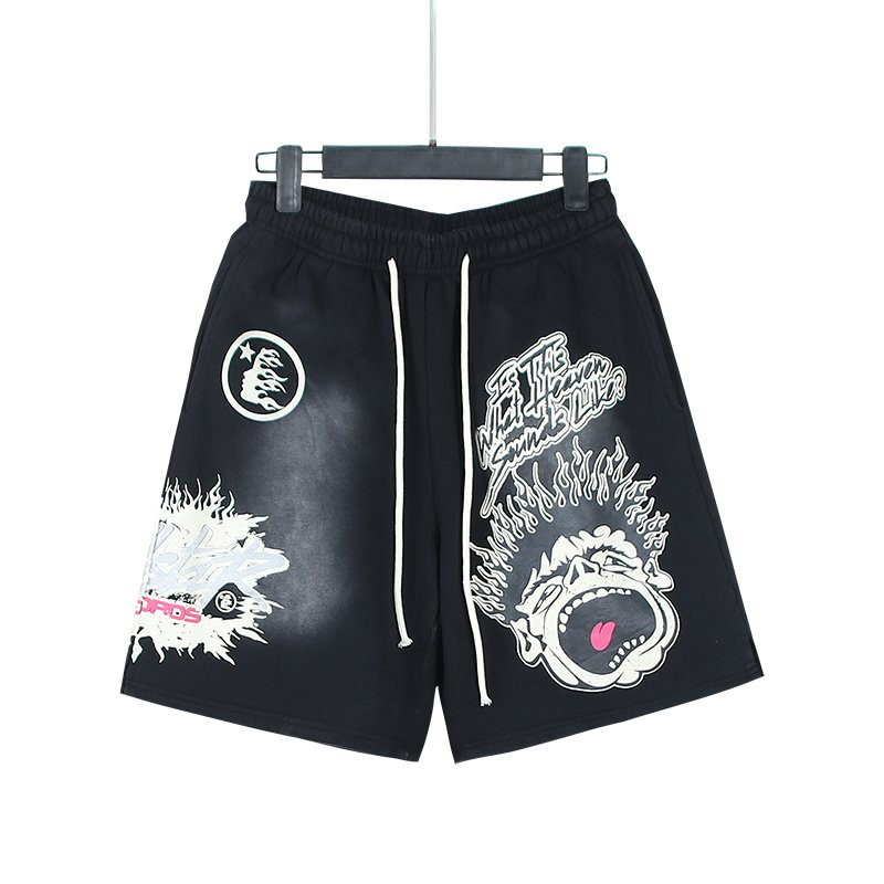 Hellstar Washed Worldwide Club Graphic Shorts — front