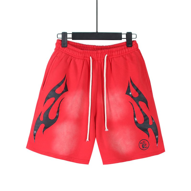 Hellstar Washed Flame Graphic Shorts — front