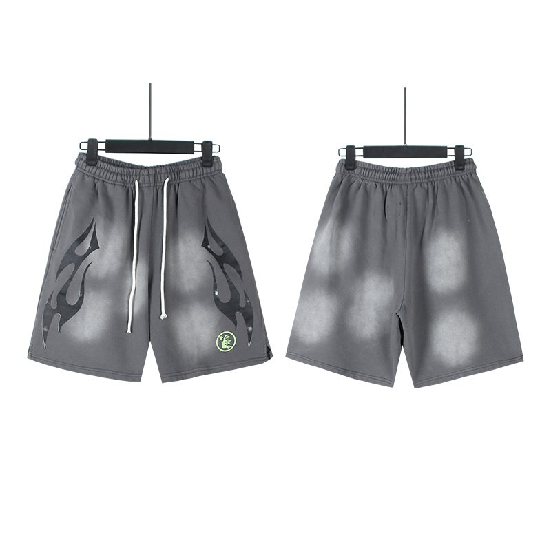 Hellstar Washed Flame Graphic Shorts — front