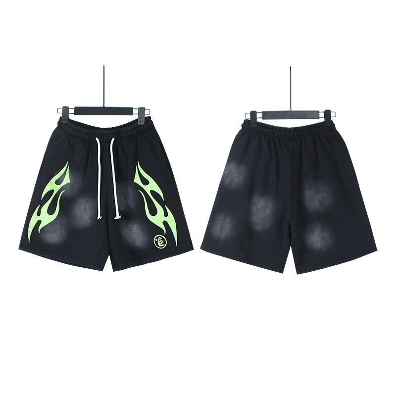 Hellstar Washed Flame Graphic Shorts — front