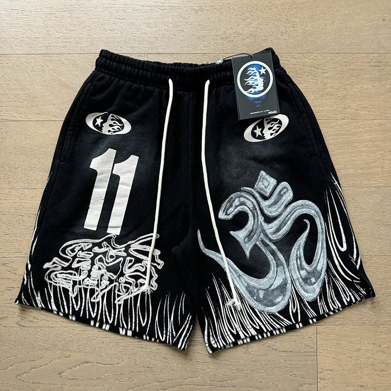 Hellstar Washed Flame 11 Graphic Shorts — front