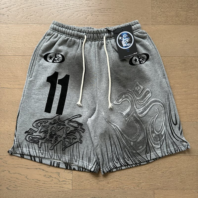 Hellstar Washed Flame 11 Graphic Shorts — front
