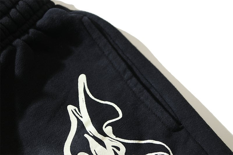 Hellstar Washed Splatter Flame Graphic Shorts — detail