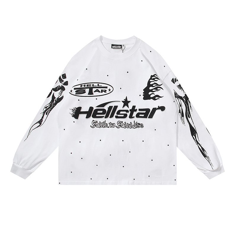 Hellstar White Graphic Long-Sleeve T-Shirt — front