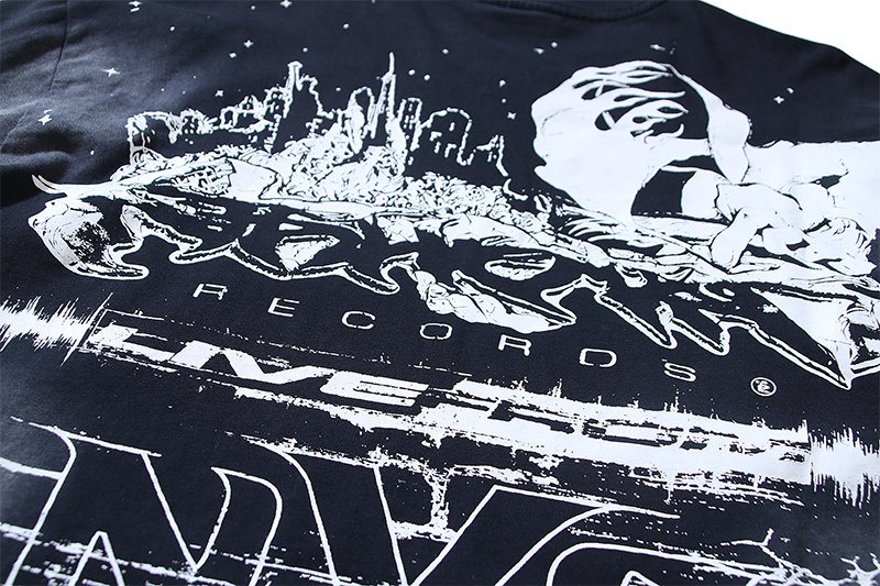 Hellstar Distressed Black Graphic Long-Sleeve T-Shirt — detail