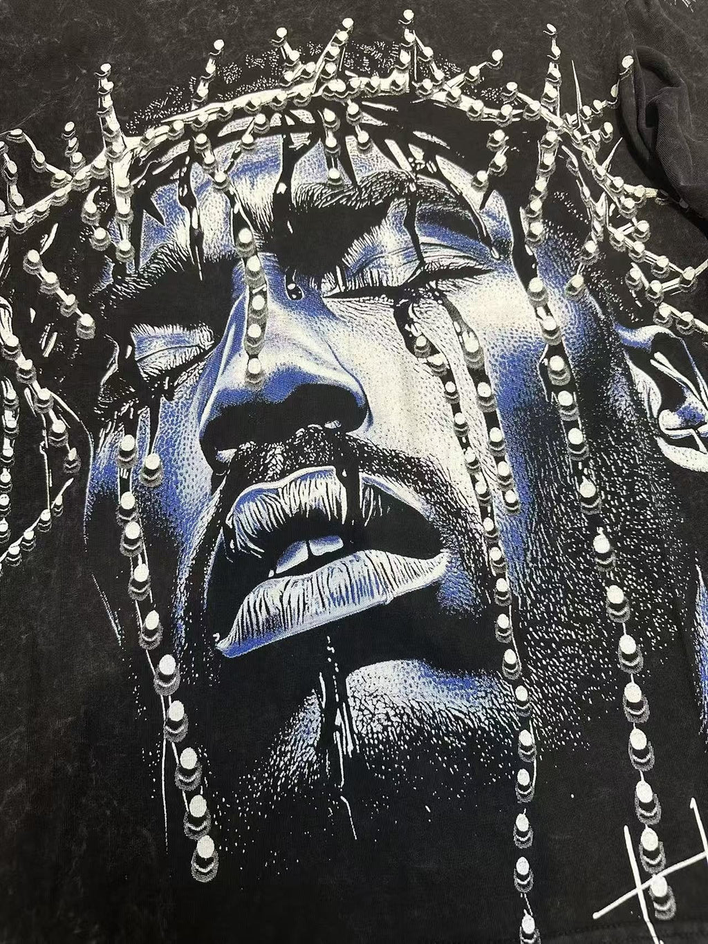 Hellstar Washed Black Wing Cross Long-Sleeve T-Shirt — detail