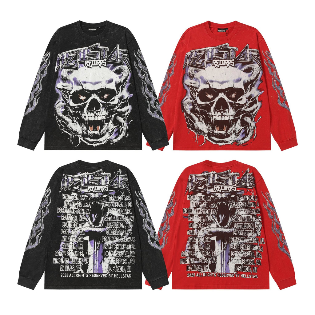 Hellstar Skull & Flame Graphic Long-Sleeve T-Shirt — comparison