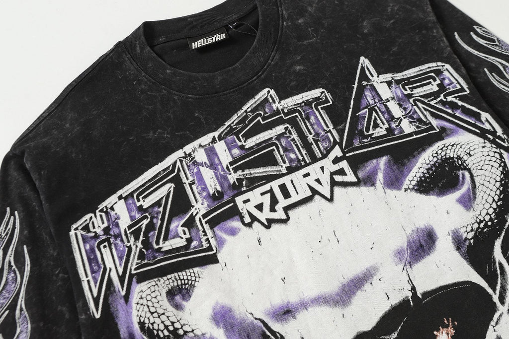 Hellstar Skull & Flame Graphic Long-Sleeve T-Shirt — detail