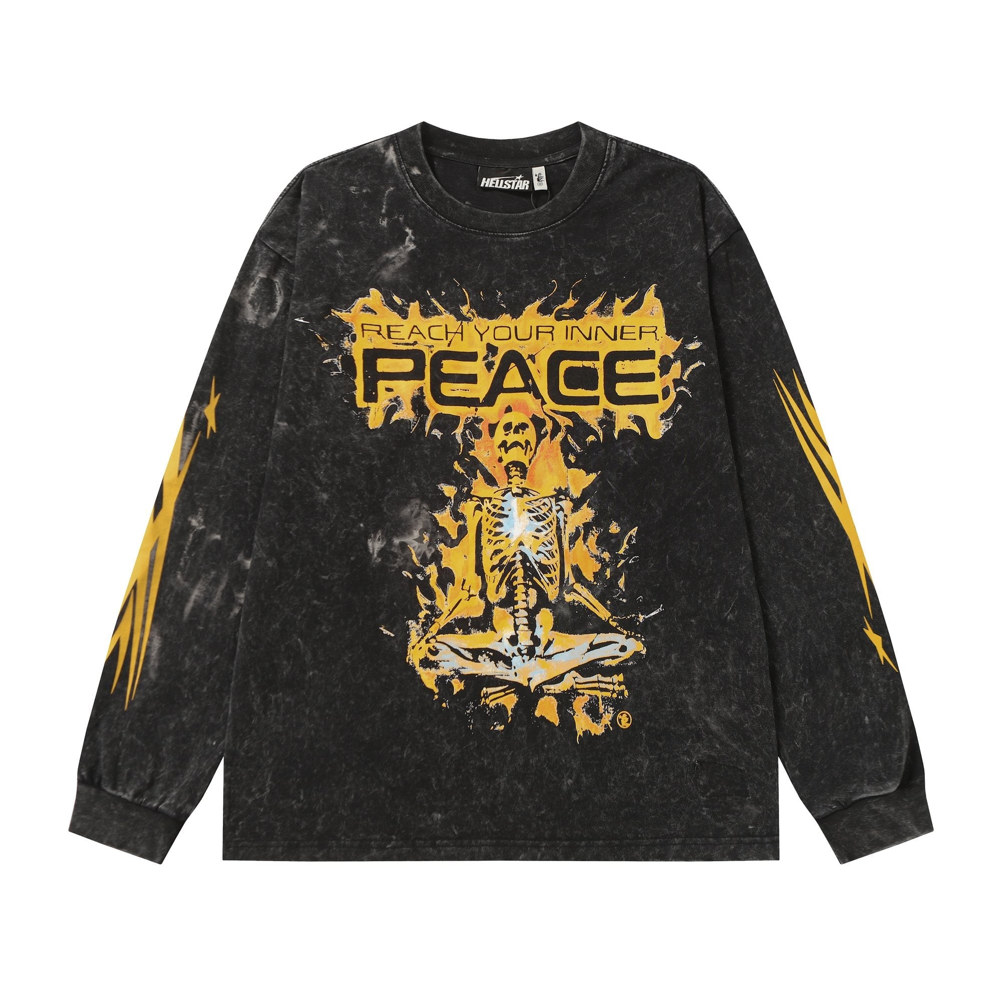 Hellstar Washed Black Graphic Long-Sleeve T-Shirt — hero