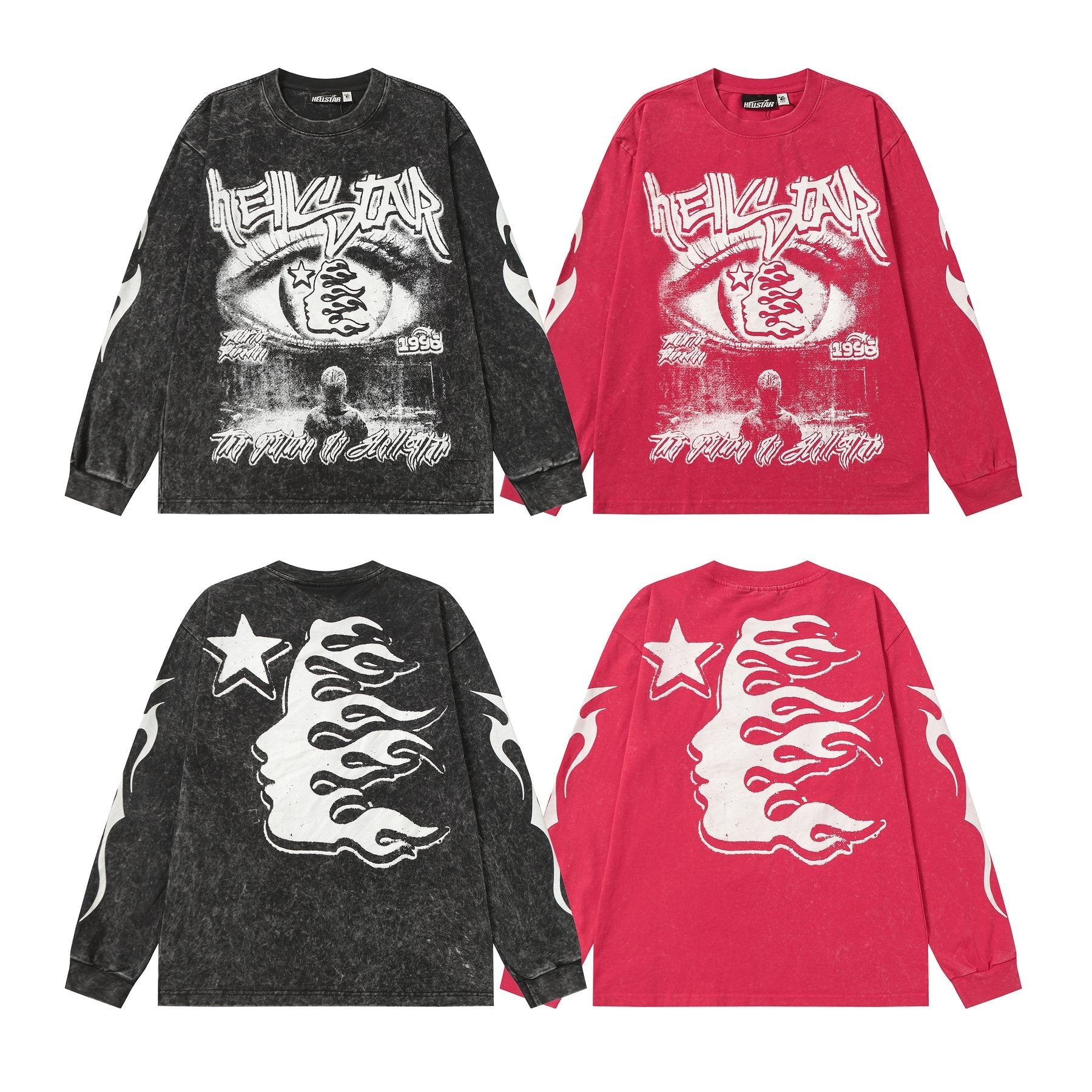 Hellstar Eye & Flame Graphic Long-Sleeve T-Shirt — comparison