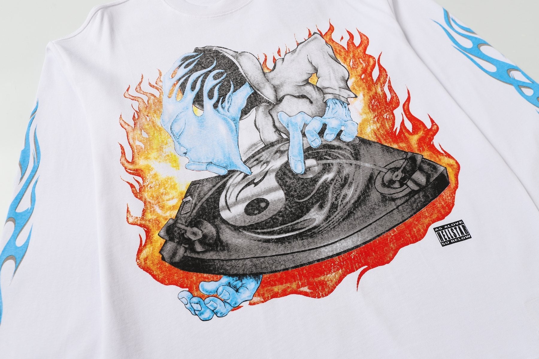 Hellstar Flame Turntable Graphic Long-Sleeve T-Shirt — detail