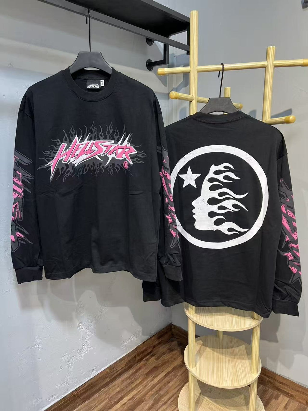 Hellstar Flame Graphic Long-Sleeve T-Shirt — context