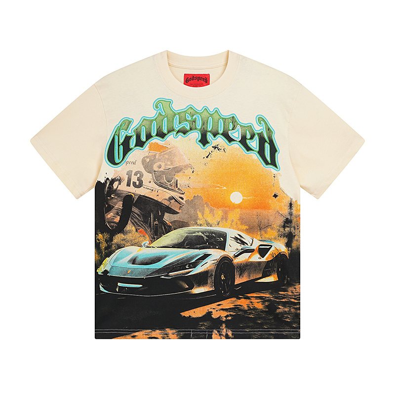 Godspeed Cream Car Graphic Short-Sleeve T-Shirt — front
