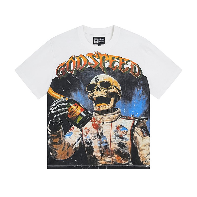Godspeed Astronaut Skull Racing Graphic T-Shirt — hero