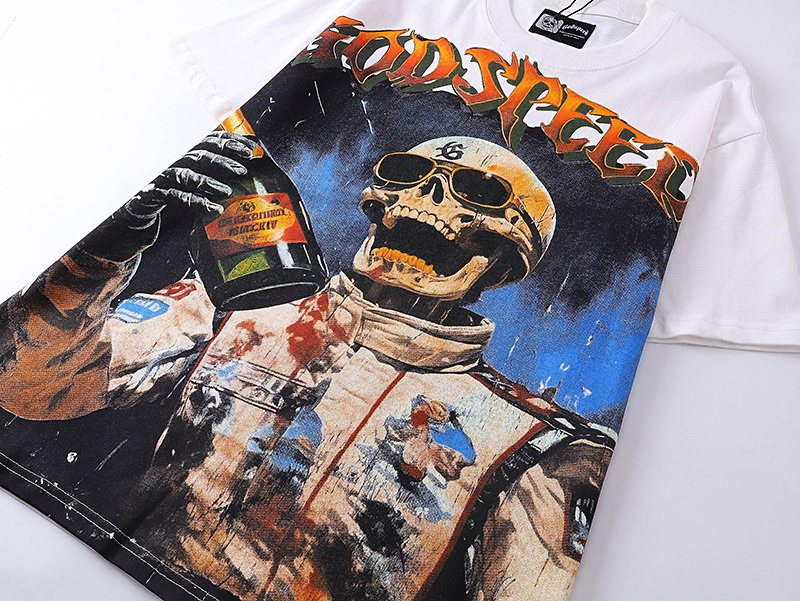 Godspeed Astronaut Skull Racing Graphic T-Shirt — detail