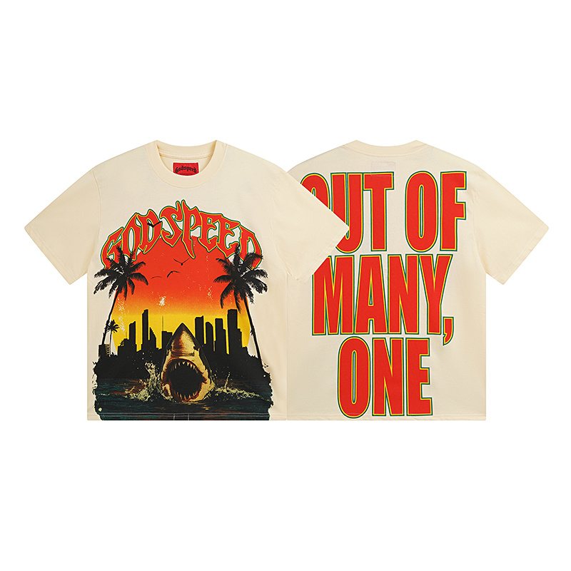 Godspeed Shark Sunset Graphic T-Shirt — hero